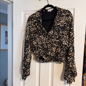 Molly Bracken Black and Gold Patterned Blouse